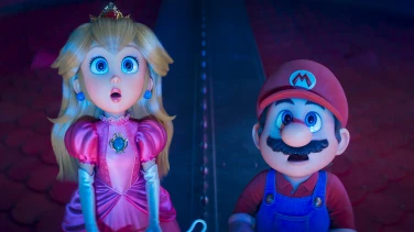 The Super Mario Galaxy Movie film trailer button