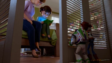 Toy Story 5 film trailer button